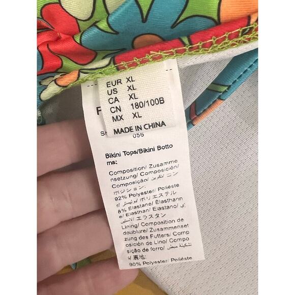 NWOT Women's Swimwear Floral Triangle Bikini Top Side Tie Bottom Multicolor XL - Picture 6 of 6